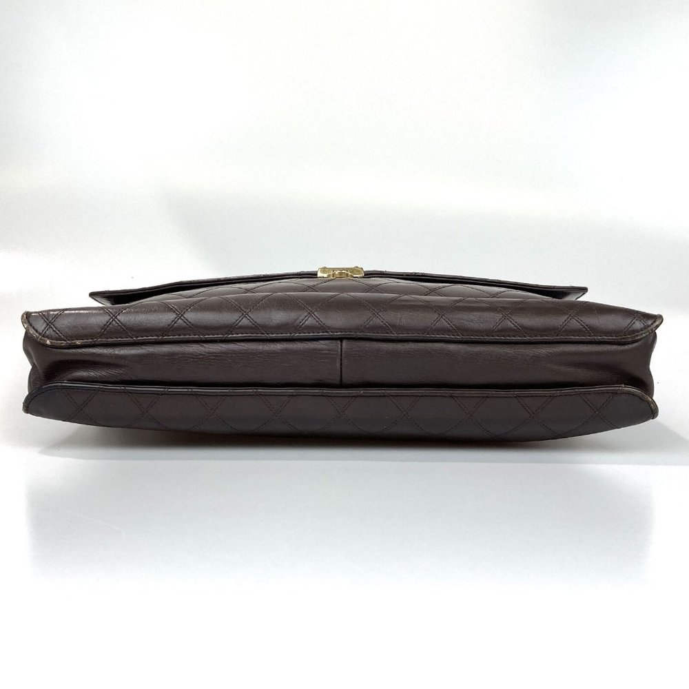 vintage CHANEL Bag Briefcase Handbag Quilted brown Leather Authentic with key - Picture 7 of 11